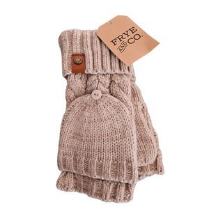 Frye and Co Womens Gloves Cable Knit Cold Weather Mittens Steel Cut Oats Beige